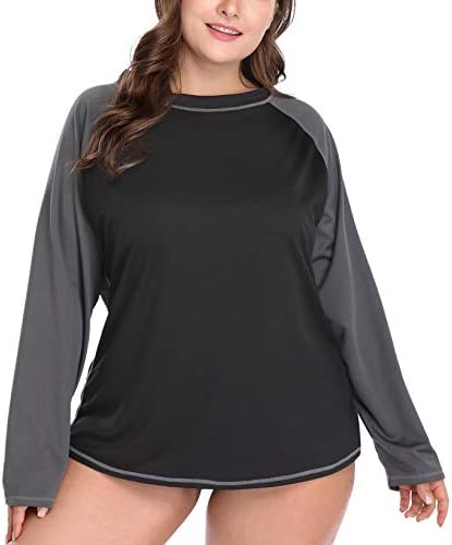 Women's Plus Size Rash Guard UPF 50+ Long Sleeve Swim Shirt Rashguard