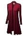 LL WSK1048 Womens Solid Long Sleeve Open Front Long Cardigan L WINE