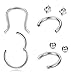 Thunaraz 4-6Pcs 316L Stainless Steel Septum Piercing Nose Rings Hoop Cartilage Tragus Retainer Body Piercing Jewelry 8MM 16G