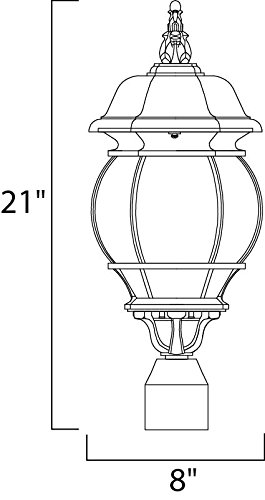 Maxim 1035BK Crown Hill 3-Light Outdoor Pole/Post Lantern, Black Finish, Clear Glass, CA Incandescent Incandescent Bulb , 60W Max., Dry Safety Rating, Standard Dimmable, Fabric Shade Material, Rated Lumens