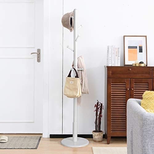 Vlush Sturdy Wooden Coat Rack Stand, Free Standing Entryway Hall Tree
