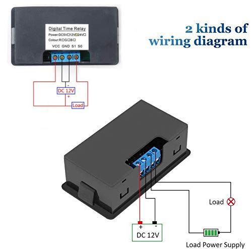 Timer Relay, Icstation DC 12V Time Delay Switch 10A Timer Switch Module Programmable Digital Time Cycle ON-Off Control 0-999s/min/h LED Display Time Relay Switch Module for Light Water Pump Engine