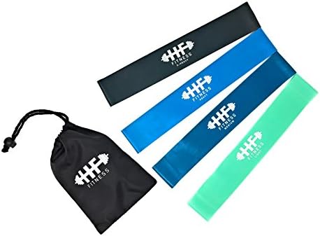 High Fly Fitness Resistance Loop Exercise Bands - Set of 4: Light, Medium, Heavy, X-Heavy - Best for Yoga, Crossfit, Physical Therapy, Stretching - Nylon Carry Bag Included