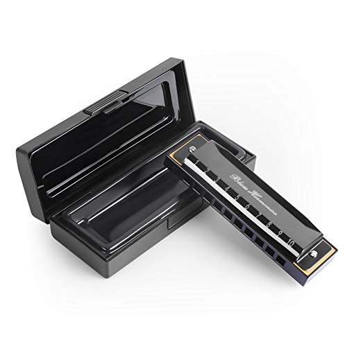 Blues Harmonica with Black Case, 10 Holes, 20 Tones, Key of C Blues Harmonica Stainless Steel (Black), Suitable for Beginners and Professionals Players, Best Gift for Kids, Students, Friends harmonica - Thumbnail 7