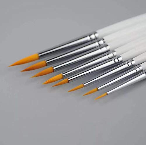 XDT 377 Micro Detail Paint Brush Artist Pin Point Painting Brushes Set 8 Piece #00#0#1#2#3#4#5#6 Nylon, Acrylic Watercolor Oil, Fine Detailing Painting, Art, Scale Models Kit