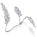 dnswez Unique Cubic Zirconia CZ Cluster Multiple 2 Finger Rings Palm Cuff Hand Jewelry for Women Adjustable Size (Silver)