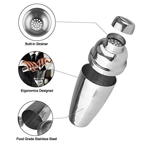 Cocktail Shaker, Cocktail Set 750ml Barkeeper, Edelstah Cocktail Shakers Barzubehör mit Jigger, Alkoholausgieße, Martini… – Bild 3