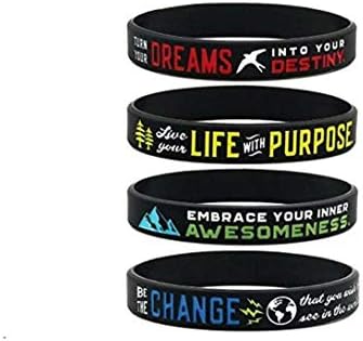 11thGear Inspire Live Purpose Embrace Your Awesomeness Motivational Silicon 4 Wristbands