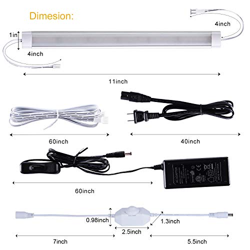 LED Under Counter Light Fixtures, 6pcs Hardwired Dimmable Strip