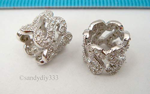 FidgetFidget 1x Plated Sterling Silver Barrel RONDELLE European Charm Bead #2453