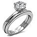 1000 Jewels Trustmark Steel 1.25ct Brilliant-Cut Ice on Fire CZ 2 pc Bridal Wedding Ring Set, Bella 3144 sz 10.0