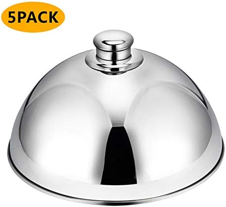 Stainless Steel Wok Cover, PAKCHOI KITCHEN 2018 New Cheese Melting Dome and Steaming Cover - Silver Round Basting Cover - Best for Use in Flat Top Griddle Grill Cooking - 10 inch（5packs)