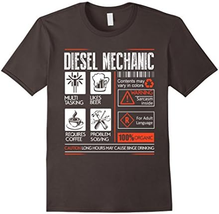Men's Diesel Mechanic T-Shirt Medium Asphalt