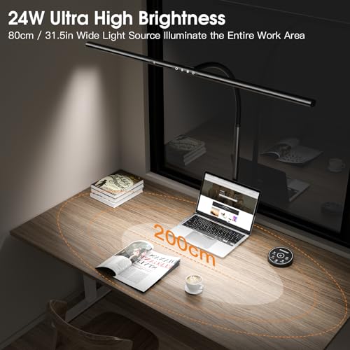 EYOCEAN LED Desk Lamp with Remote Control, 24W 80cm, Dimmable Monitor Lamp, Daylight Lamp for Office Workers
