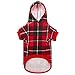 BINGPET Dog Plaid Hoodie - Pocket Design - Dog Fleece Sweater with Hat Pet Winter Clothes Plaid Dog Sweatershirts for Winter
