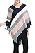 Viottis Women's Tassel V-Neck Striped Knitted Poncho Top Pullover Sweater Cape