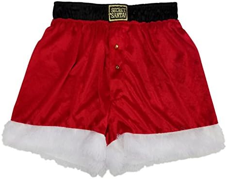 Mens Santa Claus Christmas Holiday Velour Boxer Shorts