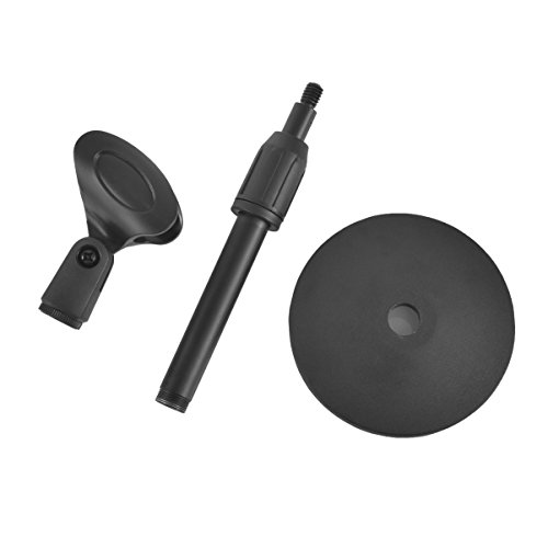 Universal Desktop Microphone Stand Knob Structure Heavy Iron Base Adjustable Tabletop MIC Stand with Microphone Clip such as Sm57 Sm58 Sm86 Sm87 Black Color - Thumbnail 3