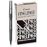 Pilot Fineliner Markers-Fineliner Marker, Airtight Cap, Fine Point, Black Ink 12 pens