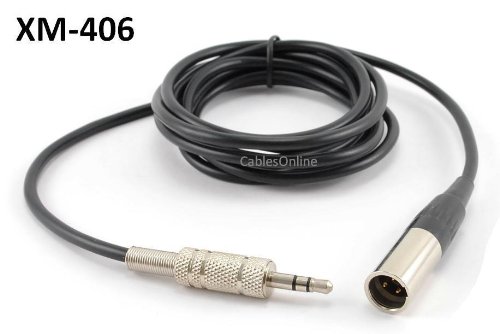 CablesOnline 6ft Mini-XLR Male to 3.5mm Stereo Male Plug Pro Lapel Mic Cable, (XM-406)
