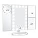 Magicfly Led Lighted Makeup Mirror, 10X 3X 2X 1X Magnifying Mirror 21 LED Tri-Fold Vanity Mirror with Touch Screen and Adjustable Stand, Brightness Travel Beauty Mirror, White primary