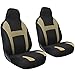 Motorup America Auto Seat Cover 2pc Set Intergrated High Back Buckets - Fits Select Vehicles Car Truck Van SUV - Beige & Black
