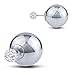 STEVEN G Double Sided Reversible Stainless Steel Ball Stud Earrings Czech Crystals Hand Set High Polished
