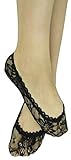 ToBeInStyle Women's 6 pairs of Floral Sheer Shoe Liner Footie (6 Pairs of Black)