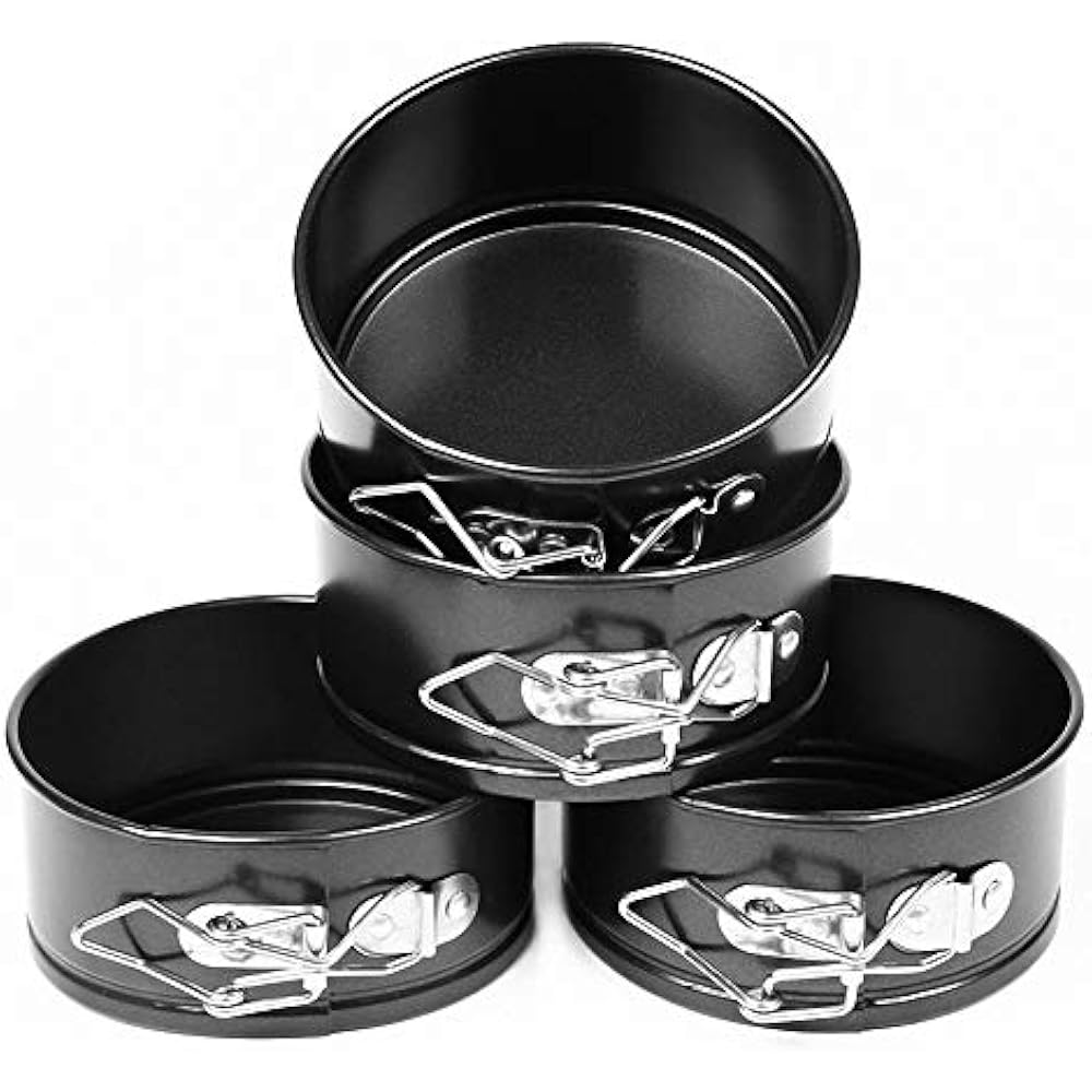 4 Inch Mini Nonstick Springform Pans Set Piece Small Round Leakproof