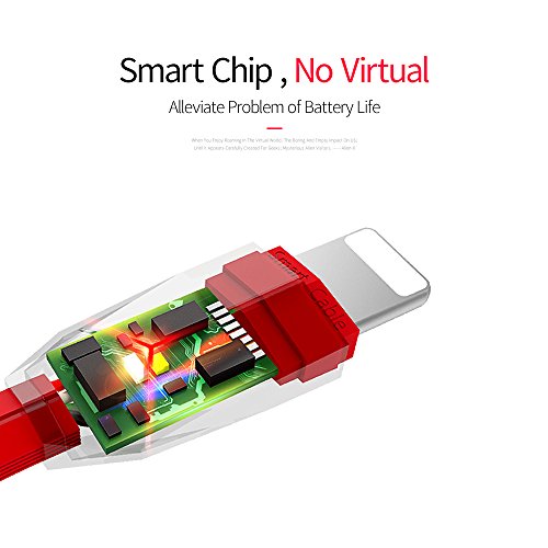 Lightning Kabel, iPhone Kabel, ASMOTIM 1.2 M Zink legiertem Lightning auf USB Ladekabel Ladegerät mit LED für iPhone X /8/ 8P/ 7/7P, iPhone6S/6 ,iPhone 5/5S/5 C/SE, iPad Mini 2 3 4 Air iPod ios10 und mehr（Rot）