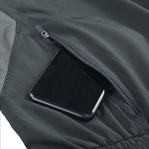 Sportshorts voor heren, korte broek, sneldrogend, sportbroek, licht met ritsvak, zwart/donkergrijs, XL - Image 7