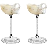 UNWAAT 2 Pcs Conch Shell Wine Glass Wedding Wine Glasses Martini Cocktail Glasses Goblet for Birthday Wedding Beach Bridesmaids Anniversary Party (White)
