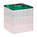 Christmas Plastic Ornament Storage Container / 3 Stackable Snap Together Box Trays - Bundled with Ribbon container & cloth