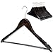 Clutter Mate - Set of 20 - Premium Finished Dark Walnut Wood Hangers with Notches, Non-Slip Pants Bar, Swivel Hook, Wood-Grain Dress Wooden Clothes Hangers for Coats and Pant, Wood Coat Hanger Pack
