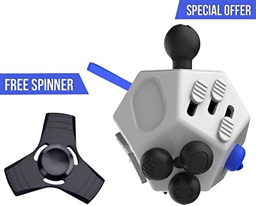 PartyFuFu 12 Sided Fidget Cube Metal Fast Spinner SET Relieves Stress Increases Focus and Attention for Children and Adults with ADHD, ADD OCD, and Autism