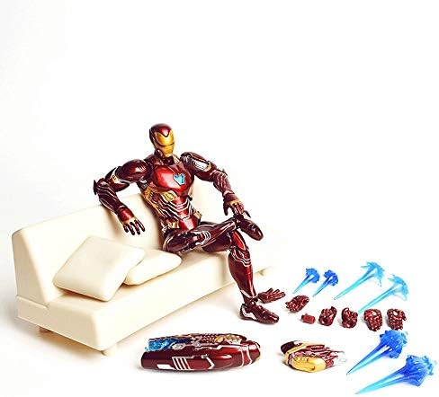 FxsD Marvel Legends Series 6.3-inch Iron Man Avengers 4 Iron Man MK50 Model Hand-made Metal Doll Children's Toys Gift (pvc) (Color : MK50+sofa)
