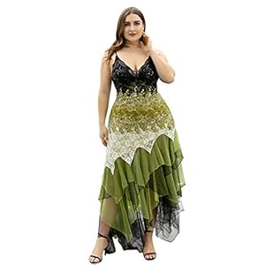 Ever-Pretty Dames Simple V Neck Spaghettibandjes Asymmetrische Grote maat Gala en Avond Jurken 6212B