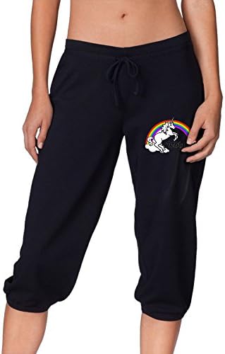 Unicorn Thug Life Rainbow Casual Capri Pants Shorts Cropped Trousers Training Jogger Sports Pants For Women