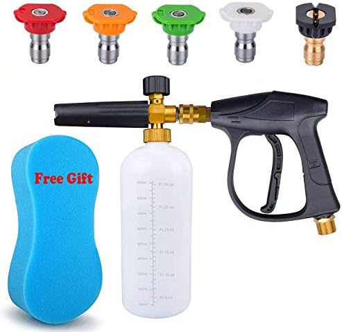 KARCLIN 8609104 3000 PSI High Pressure Washer Gun, M22 Thread, Snow Foam Lance, Snow Foam Cannon with Sponge, 5 nozzle tips