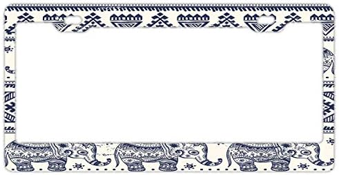 YEX Waterproof Ethnic Elephant Pattern License Plate Frame Car Tag Frame Auto License Plate Holder 12" x 6"