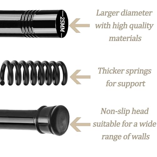 Curtain Poles for Pressure Curtains Extendable Curtain Rod Pressure Curtain Rods Without Drilling for Windows Shower Wardrobe White 85 – 230 cm Diameter 32 mm
