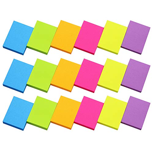 Sticky Notes 1.5x2 Self-Stick Notes 6 Bright Multi Colors Sticky Notes 18 Pads 100 Sheet/Pad