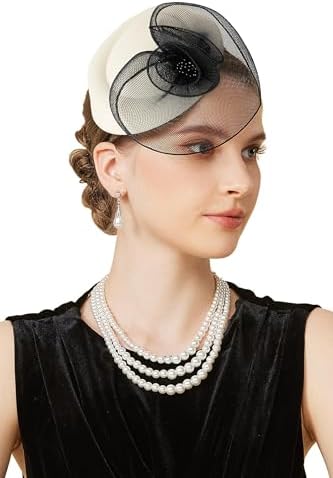 Vintage Sinamay Teardrop Pillbox Fascinator Hat with Veil Clip for Church Derby Women main image 3