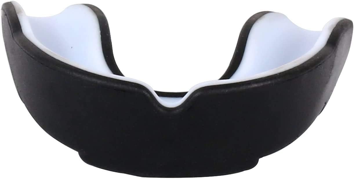 Mouth guard sports Adult moldable braces gel protective teeth|Gum Shield mouthguards for training, sparring, boxing, mma, kickboxing, basketball, hockey, lacrosse, mixed martial arts, muay thai (Black/White) : Sports & Outdoors