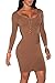 LaSuiveur Womens Long Sleeves Crewneck Bodycon Bandage Midi Evening Dresses