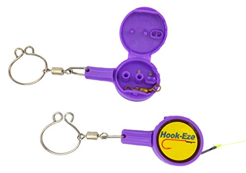 Hook-Eze Fishing Tool Purple - 1 Twin Pack - Hook Tieing & Safety Device + Line Cutter - Tie Swivels Cover 2 Poles Manufacturer Warranty - Arthritic Disability Saltwater Freshwater + Hook Remover