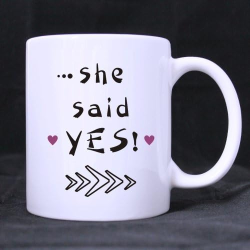 Best Couples Engagement Mug ,She said YES! White Coffee or Tea mug,11 ounces