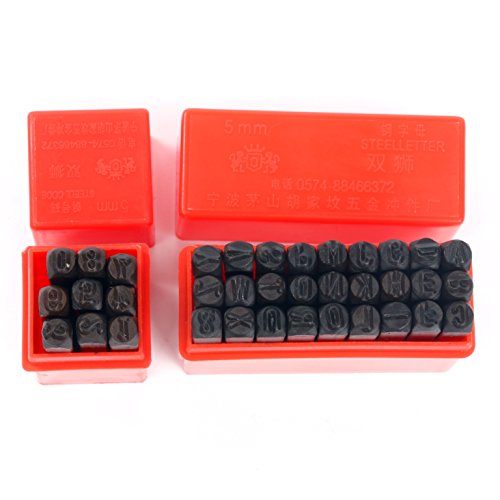 YaeTek Number and Letter Stamp Set (36 PIECE PUNCH SET/A-Z & 0-9) Industrial Grade Hardened Carbon Steel Metal - (5mm) Characters - Perfect for Imprinting Metal, Wood, Plastic, Leather, More