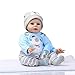 Nicery Reborn Baby Doll Soft Simulation Silicone Vinyl 22inch 55cm Magnetic Mouth Lifelike Boy Girl Toy Blue Dog