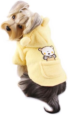 Adorable Plush Dog Hooded Coat with Country Bear and Pocket - L